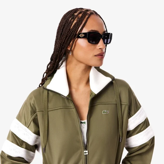 Oversized satijnen pointelle-strepen-Sweatshirt voor dames