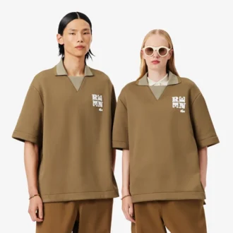 Oversized satijnen poloshirt met Runway-badge