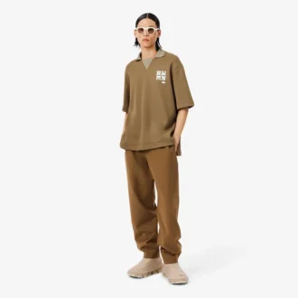 Oversized satijnen poloshirt met Runway-badge