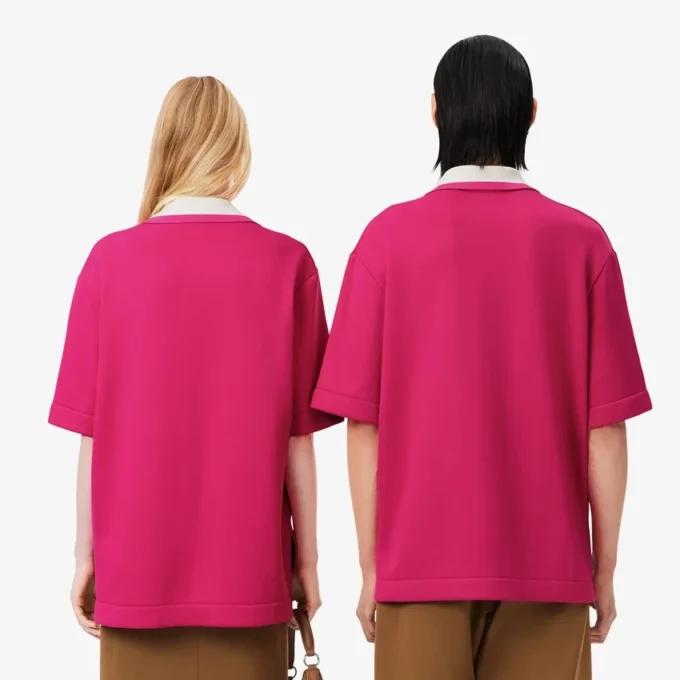 Oversized satijnen poloshirt met Runway-badge