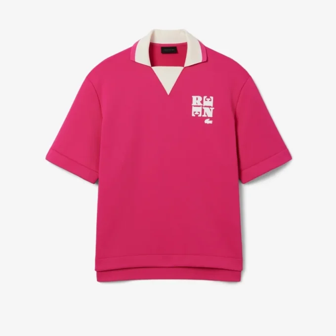 Oversized satijnen poloshirt met Runway-badge