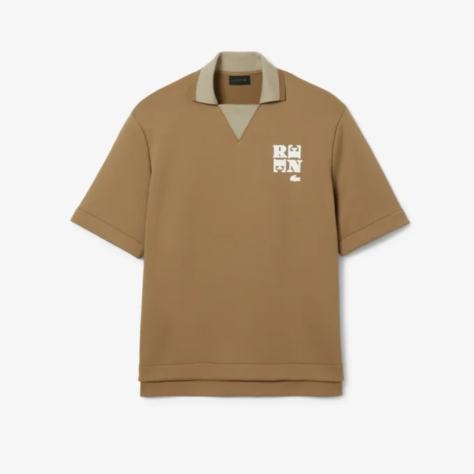Oversized satijnen poloshirt met Runway-badge