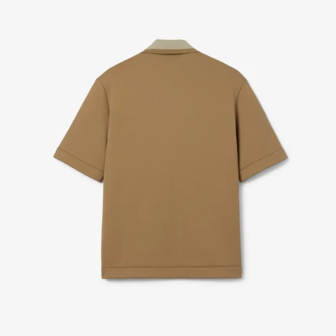 Oversized satijnen poloshirt met Runway-badge