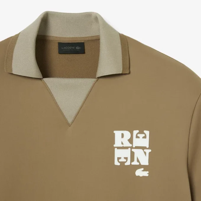 Oversized satijnen poloshirt met Runway-badge