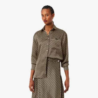 Oversized satijnen shirt met print
