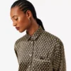 Oversized satijnen shirt met print