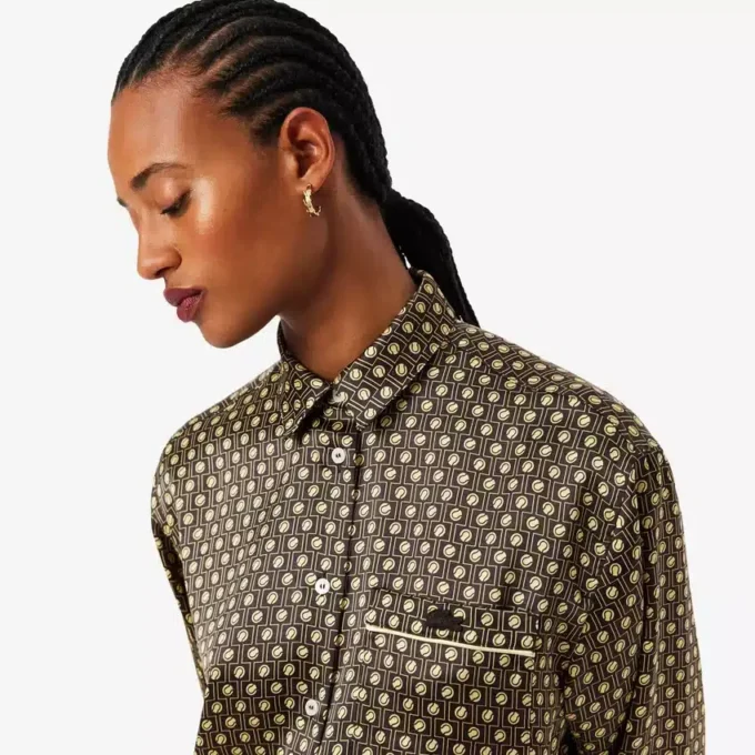 Oversized satijnen shirt met print