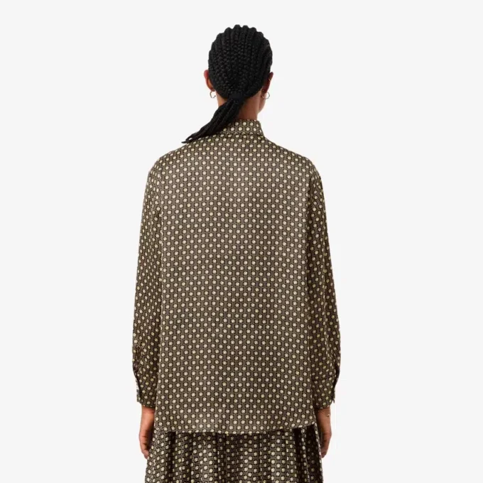 Oversized satijnen shirt met print