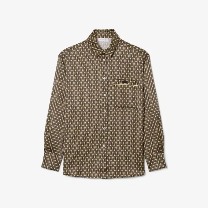 Oversized satijnen shirt met print