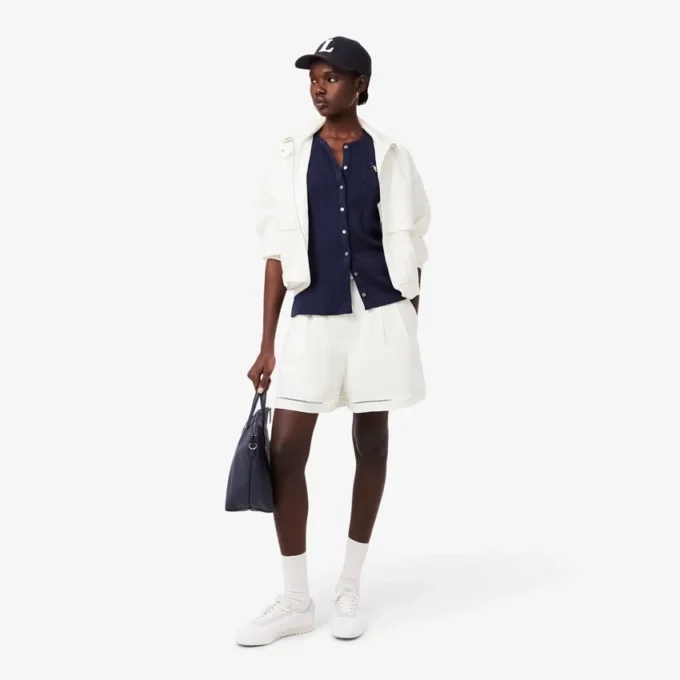 Oversized, soepelvallende bermuda van The Blend van linnenmix