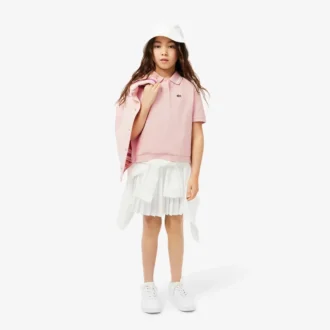 Petit Piqué-polo voor kinderen met plooien aan de achterkant