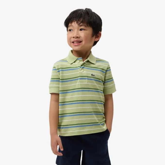 Petit Piqua-polo met contrasterende strepen