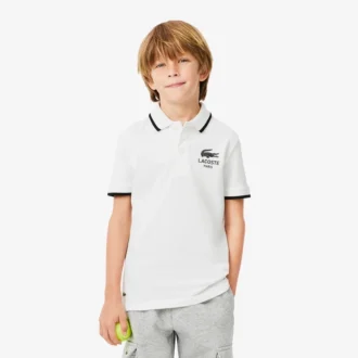 Petit Piqua-polo met gestreepte kraag voor jongens