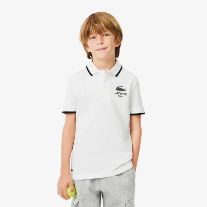 Petit Piqua-polo met gestreepte kraag voor jongens