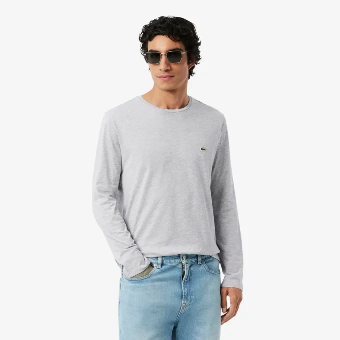 Pima-katoenen T-shirt met lange mouwen voor heren