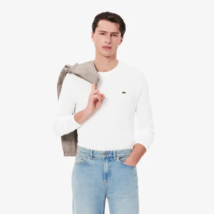 Pima-katoenen T-shirt met lange mouwen voor heren