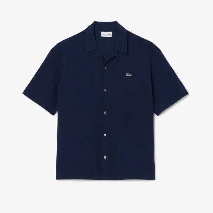 Piqué-shirt met korte mouwen en relaxte pasvorm