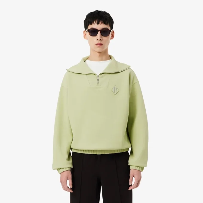 Piqué-sweatshirt met rits en losse pasvorm