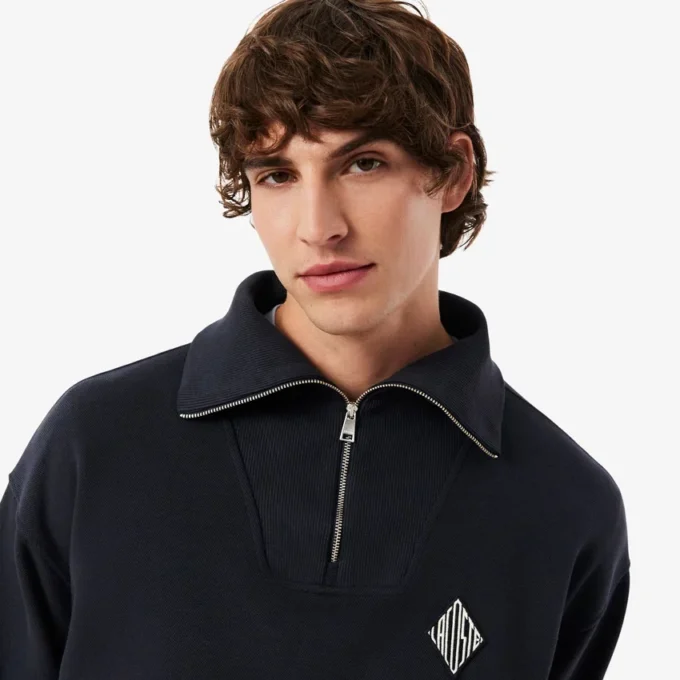 Piqué-sweatshirt met rits en losse pasvorm