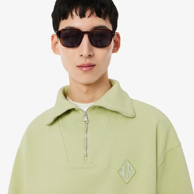 Piqué-sweatshirt met rits en losse pasvorm
