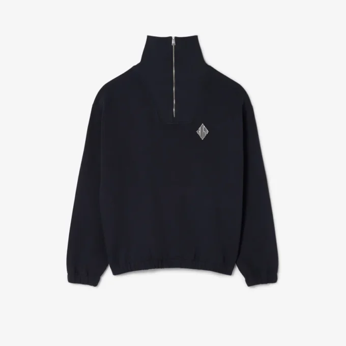 Piqué-sweatshirt met rits en losse pasvorm