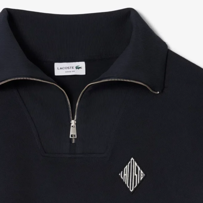 Piqué-sweatshirt met rits en losse pasvorm