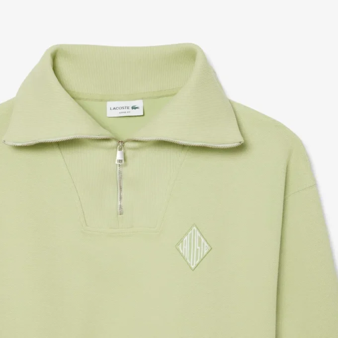 Piqué-sweatshirt met rits en losse pasvorm