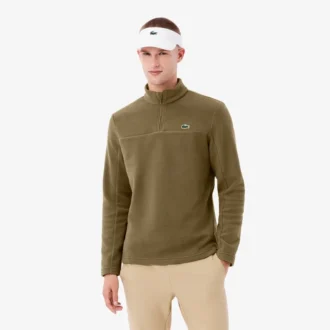 Polar fleece golfshirt met kwartrits voor heren