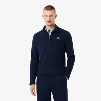 Polar fleece golfshirt met kwartrits voor heren
