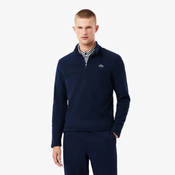 Polar fleece golfshirt met kwartrits voor heren