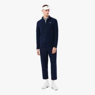 Polar fleece golfshirt met kwartrits voor heren
