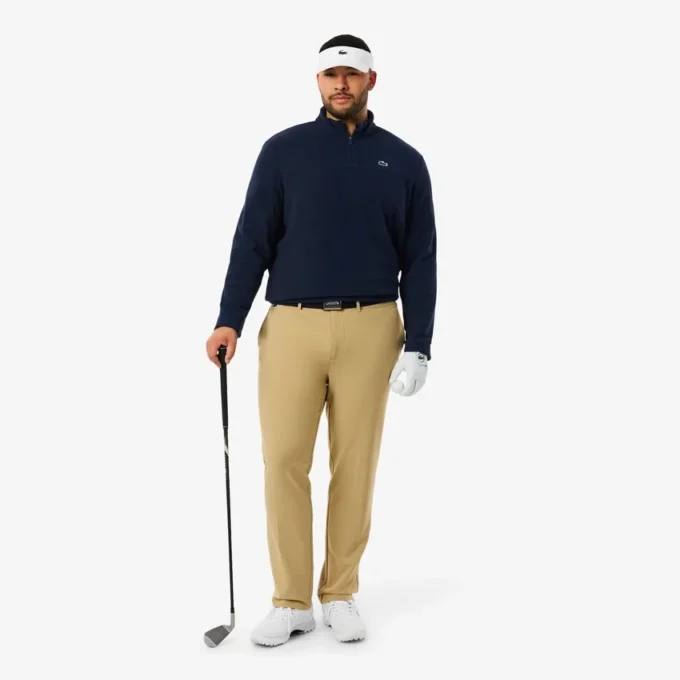 Polar fleece golfshirt met kwartrits voor heren