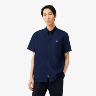 Poplin shirt met korte mouwen en normale pasvorm
