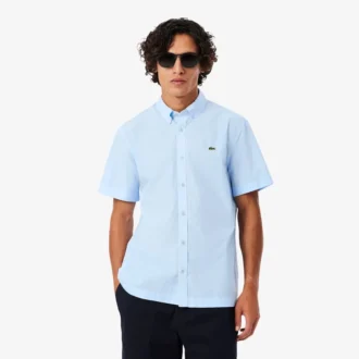 Poplin shirt met korte mouwen en normale pasvorm