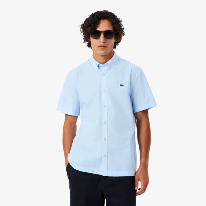 Poplin shirt met korte mouwen en normale pasvorm