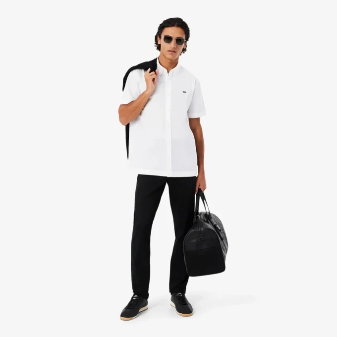 Poplin shirt met korte mouwen en normale pasvorm