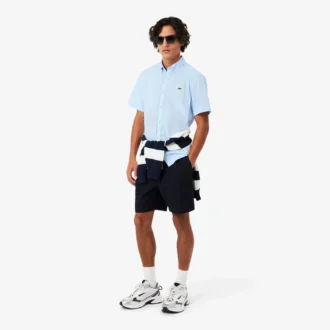 Poplin shirt met korte mouwen en normale pasvorm
