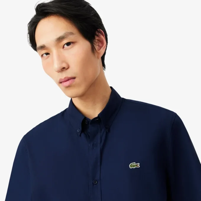 Poplin shirt met korte mouwen en normale pasvorm