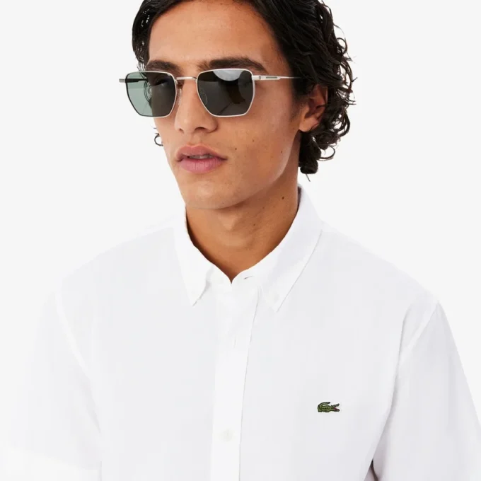 Poplin shirt met korte mouwen en normale pasvorm