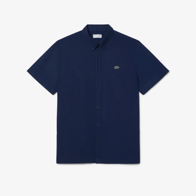 Poplin shirt met korte mouwen en normale pasvorm