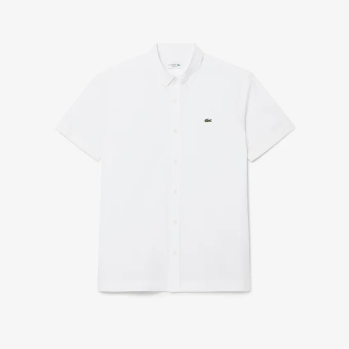 Poplin shirt met korte mouwen en normale pasvorm