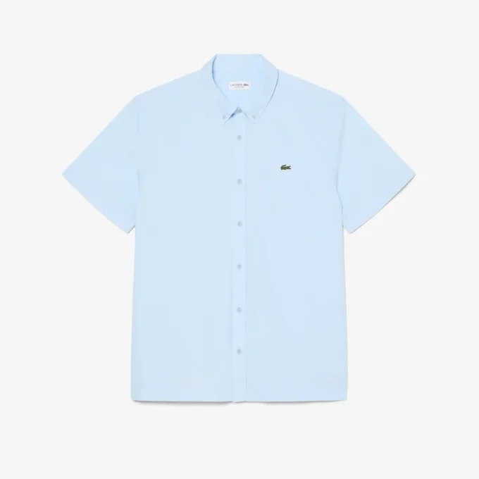 Poplin shirt met korte mouwen en normale pasvorm