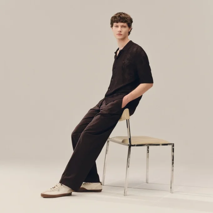 Rechte gestreepte katoenen pantalon