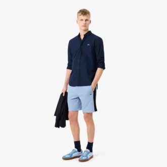 Regular fit fleece-short met kleurblokken
