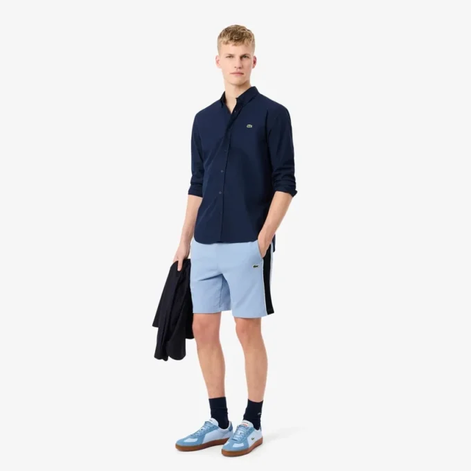 Regular fit fleece-short met kleurblokken