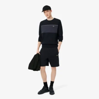 Regular fit fleece-short met kleurblokken