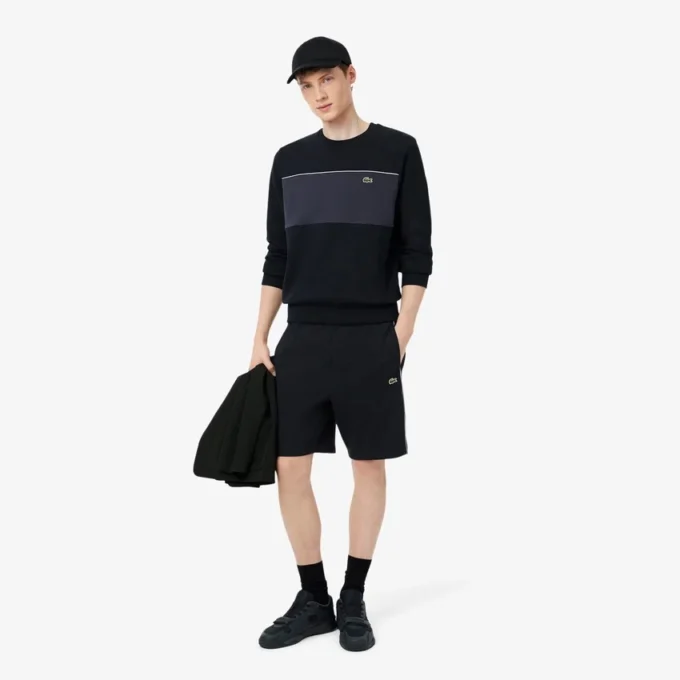 Regular fit fleece-short met kleurblokken