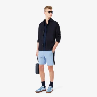 Regular fit fleece-short met kleurblokken