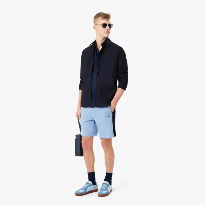 Regular fit fleece-short met kleurblokken