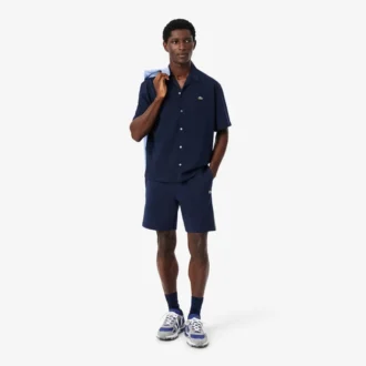 Regular Fit fleece-short met logo-streep